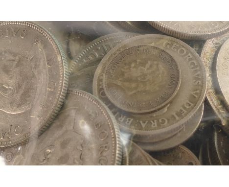 Large quantity of pre 1946 UK silver coinage (492g), together with a quantity of pre 1920 UK silver coinage (214g). Some earl