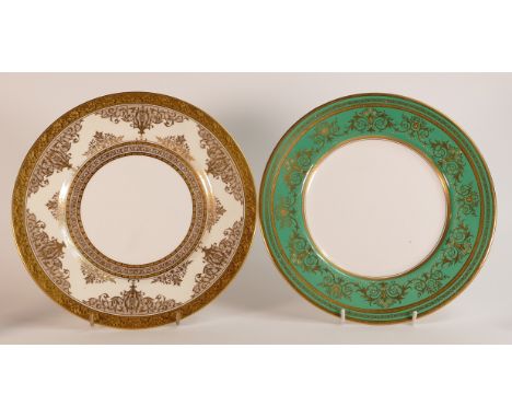 Mintons, two heavily gilt cabinet plates. Both with raised gilt borders. Diameter: 27cm (2)