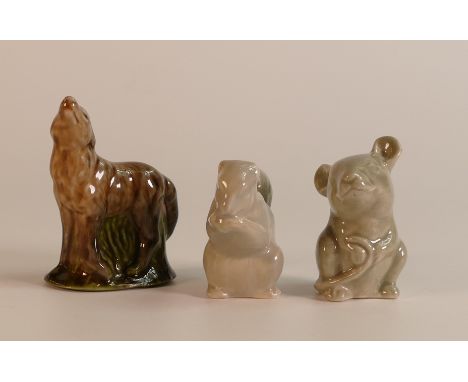 Three Wade Whimsies including prototype Squirrel and Wolf together with an unusual seated mouse in grey (3)