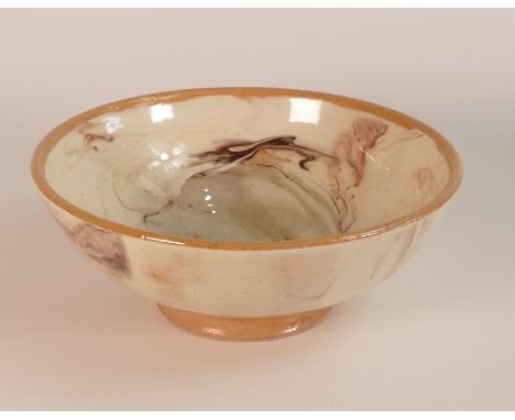 Isabella Pope, Studio Pottery Agate Ware bowl. Pope was a Master Potter and teacher who created these forms inspired by Chine