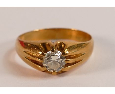 18ct Gold hallmarked solitaire Diamond ring, 0.7ct appx.  Stone measures 6mm appx.  Ring size U, weight 7.86g.