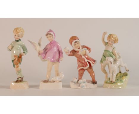 Royal Worcester, four child figures Snowball, Peace, Springtime and Woodland Walk (4) Tallest: 13cm
