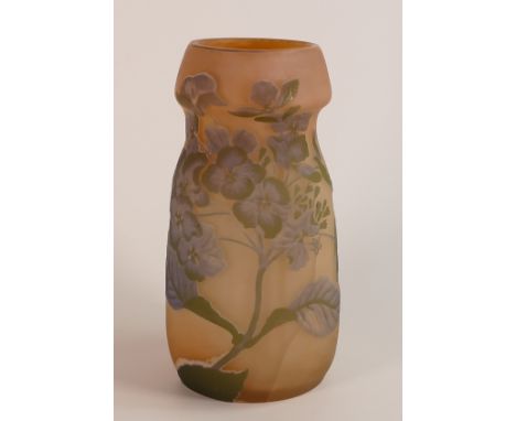 Emile Galle (1846-1904) Apple Blossom Cameo glass vase. Mourning star signature noted to lower section of vase, providing a d