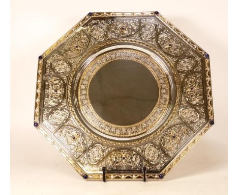 De Lamerie Fine silver plated gilt layplate/tray, Samarkand Lapis pattern, high end quality item, new and Made in England, d.