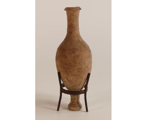 Greek or Roman, Terracotta Spindle Flask Perfume Oil bottle. Height: 16cm