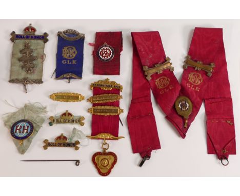 A collection of Enamelled Buffalo medals and ribbons etc., mainly gilt metal and silver.