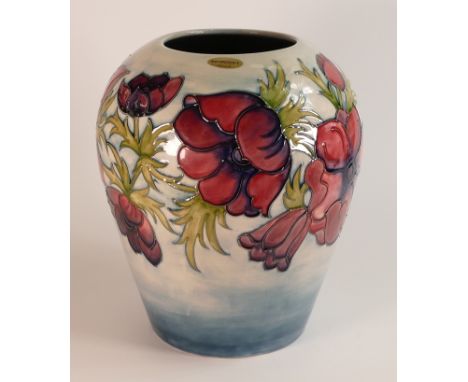 Moorcroft Anemone on light blue ground large Ovoid form vase. Height: 30.5cm