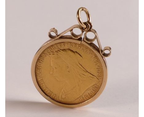 1893 FULL Gold Sovereign coin in loose mount, gross weight 9.8g.