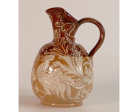 Mark V. Marshall for Doulton Lambeth, Saltglaze Stoneware small jug with unusual Cockerel decoration. Height: 14.5cm