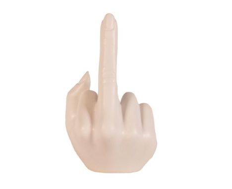 Anissa Kermiche candlestick in the form of a hand with a raised middle finger 'French For Goodnight', 16cm