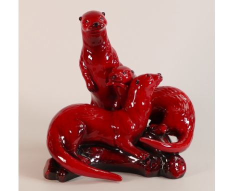Peggy Davies Ruby Fusion Family of Otters group figure. Height: 26cm