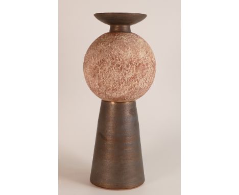 Isabella Pope, Studio Pottery 'Mimas' Planet pot. Pope was a Master Potter and teacher who created these forms inspired by Ch