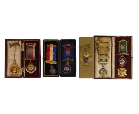 9ct Gold and other ROAB medals / jewels &amp; bars etc - includes 1 x 9ct hallmarked jewel (19.1g), 4 x hallmarked silver jew