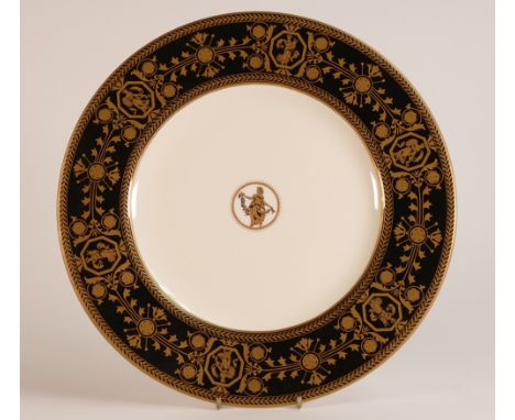 Wedgwood Black Astbury dinner plate. Unfinished with flat gilding to borders. Diameter: 27cm