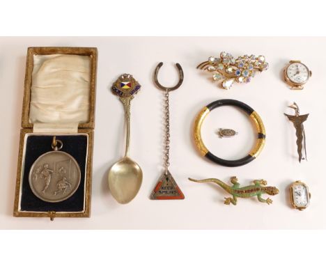 Collection of jewellery &amp; watches including 14ct gold ladies watch 5.12g all in.  Also includes large cased hallmarked si