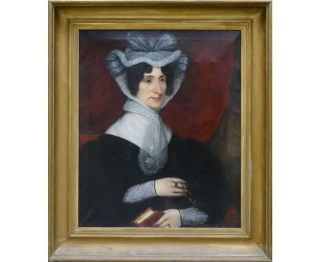 English School (Mid-Late 19th Century) Half portrait of Lady in Mourning. Sitter is dressed in black with delicate lace under