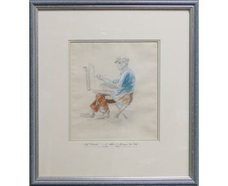 Watercolour - Titled on mount - self portrait of Sir Alfred Munnings, 22.5cm x 20cm excluding large mount &amp; frame.  Signe