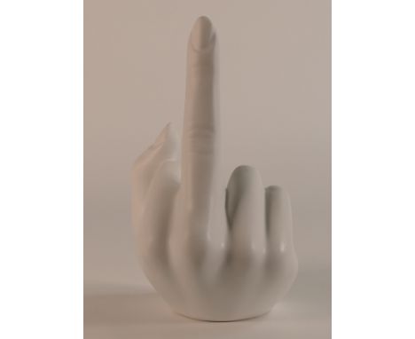 Anissa Kermiche candlestick in the form of a hand with a raised middle finger 'French For Goodnight', 16cm
