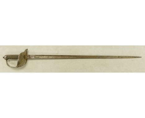 A 1897 pattern British infantry officers sword the 82cm blade by Hobson &amp; Sons, hilt designed with cypher of Queen Victor