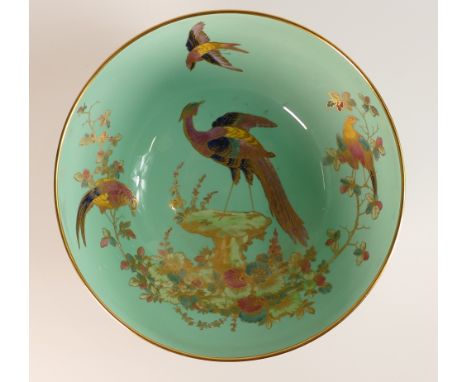Large Spode fruit bowl with Chelsea bird &amp; foliage decoration, diameter at widest 26cm