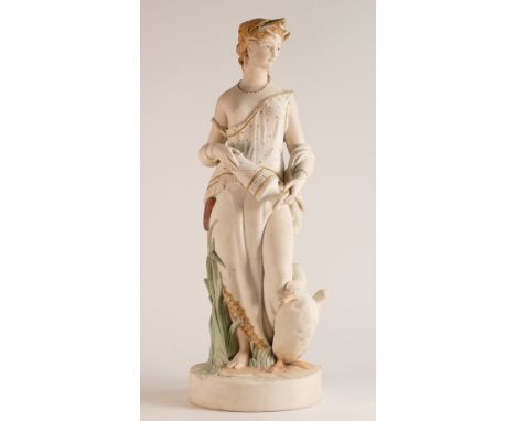 Rare and important W.H Goss coloured Parian figure of Leda and Swan, marked to base "Published As The Act Directs By W H Goss