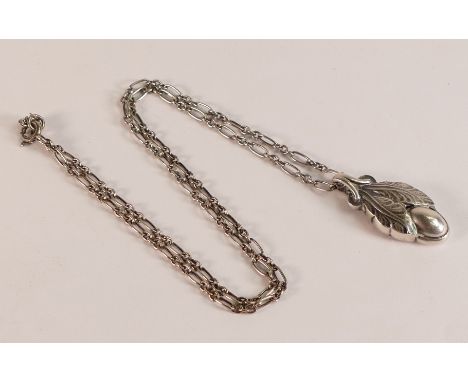 George Jensen Silver pendant and chain, 14g. 44cm chain, 3.1cm pendant
