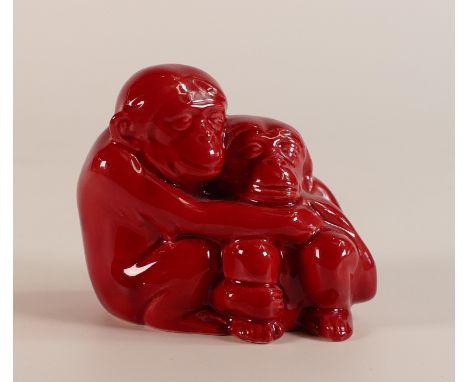 Royal Doulton, Flambe The Monkeys figure in unusual lighter flambe colourway. Height: 7cm