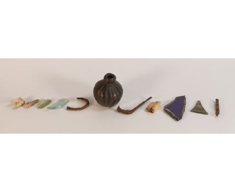 An interesting collection of ancient glass fragments and shards including examples marked from Silurum, Reculver and loose co