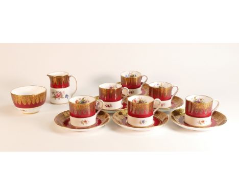 Hammersley &amp; Co., six coffee cans and saucers with milk jug and sugar bowl (1 tray 14 pcs)