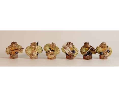 Beswick Comical Monkey Band comprising Guitar 1259, Banjo 1260, Tuba 1256, Fiddle 1257, Drums 1255 and Saxophone 1258 (6)