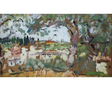 George Leslie Hunter (British, 1877-1931)Landscape in Fife signed 'L Hunter' (lower right)oil on panel12.17 x 21.6 cm. (4 13/
