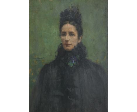 James Paterson PRSW RSA RWS (British, 1854-1932)Mrs Monteith, half-length, in black signed 'James Paterson A.R.S.A./Moniaive 