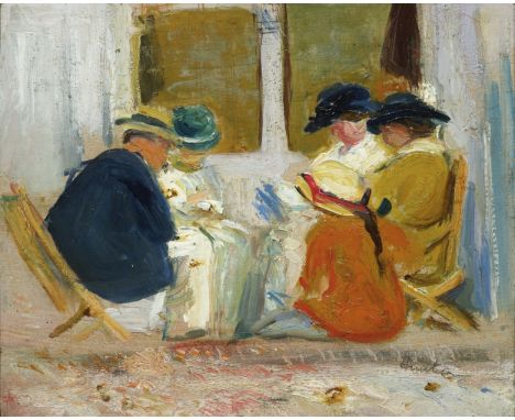 George Leslie Hunter (British, 1877-1931)Etaples, 1914 signed 'Hunter' (lower right), inscribed by Arthur Leyden with his New