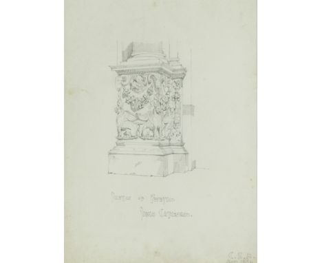Charles Rennie Mackintosh (Scottish, 1868-1928)Pedestal, Siena Cathedral signed with initials, dated and inscribed 'SKETCH OF