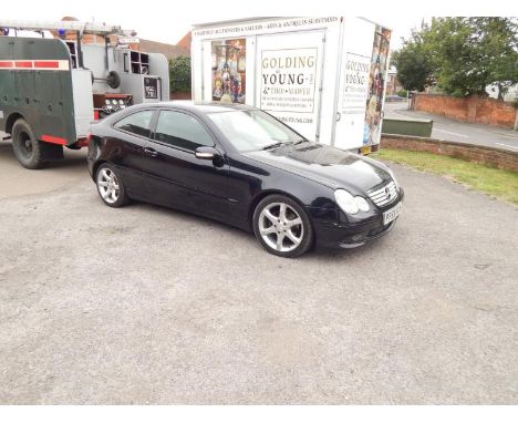 A 2006 Mercedes-Benz C220 CDI Sport Coupe, manual, 168,000 miles showing on odometer. MOT expired, V5 present with part servi