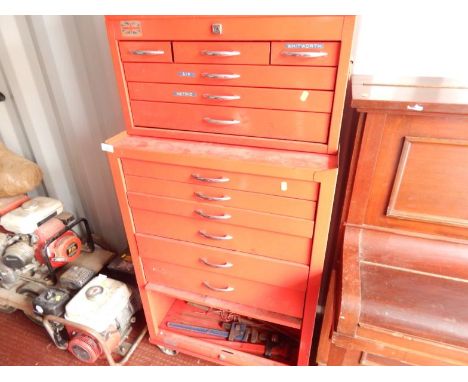 A Taskmaster mechanic's tool chest, with graduated drawers upon castors. 148cm high, and contents.
