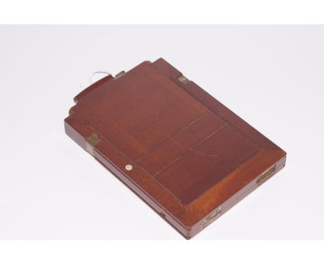 A mahogany photograph frame, of dual aspect constructed from 19thC plate camera parts, width when opened 28cm.