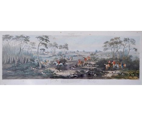 After Dean Wolstenholme. Fox Hunting, engraved by Sutherland and later hand coloured, published by R. Ackermann, four plates,