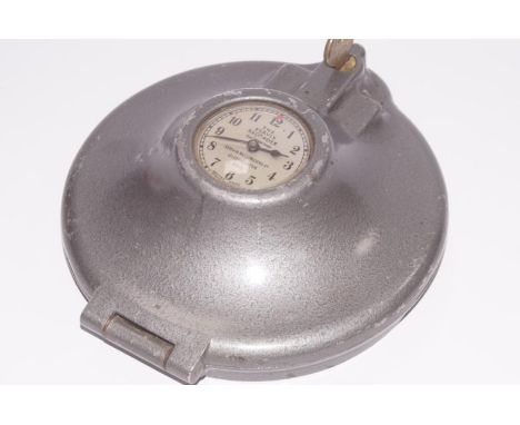 A mid-20thC Servis recorder, of circular form with central clock, 17cm dia.