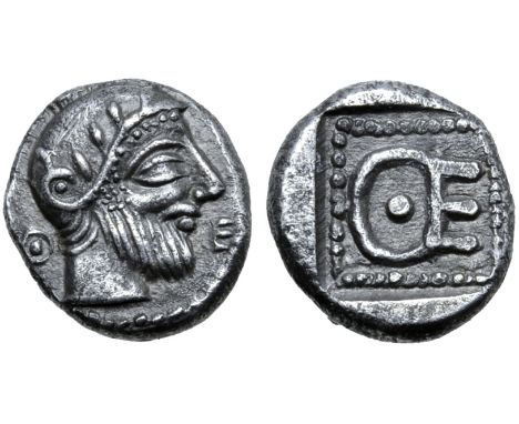Ionia, Magnesia AR Trihemiobol. Themistokles, as governor of Magnesia, circa 465/4-460/59 BC. Bearded male head right wearing