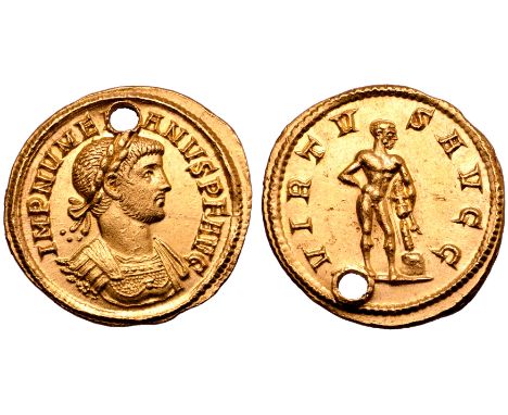 Numerian AV Aureus. Rome, AD 284. IMP NVME[RI]ANVS P F AVG, laureate and cuirassed bust right / VIRTVS AVGG, Hercules standin