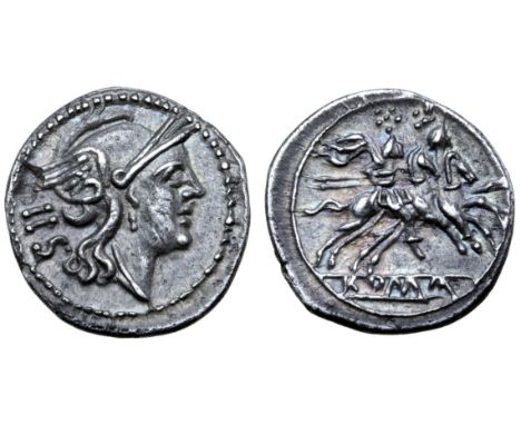 Anonymous AR Sestertius. Rome, circa 214-213. Helmeted head of Roma right; IIS behind / The Dioscuri, each holding spear, rid