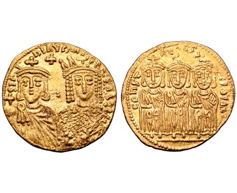 Constantine VI and Irene, with Leo III, Constantine V, and Leo IV AV Solidus. Constantinople, AD 792-793. S IRI?I AV?' ????R,