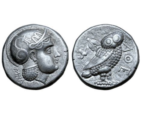 Baktria, 'Athenian Series' AR Tetradrachm. Uncertain mint in the Oxus region, circa 261-239/8 BC. Attic standard. Head of Ath