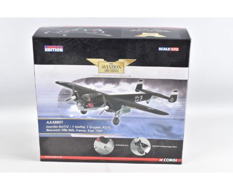A BOXED LIMITED EDITION 1/72 SCALE DIECAST CORGI AVIATION ARCHIVE MODEL AIRCRAFT, Dornier Do17Z, numbered AA38801, model appe