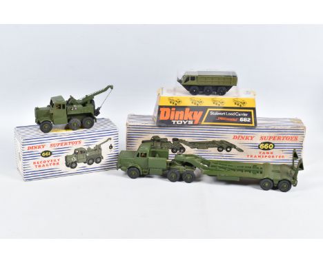 TWO BOXED DINKY SUPERTOYS MILITARY VEHICLES, Thornycroft Mighty Antar Tank Transporter, No.660 and Scammell Explorer Recovery