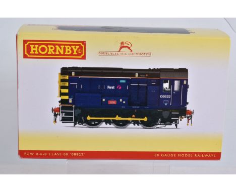 A BOXED OO GAUGE HORNBY MODEL RAILWAY DIESEL ELECTRIC LOCOMOTIVE, Class 08, running no. 08822 'John' in FGW Blue Livery, mode