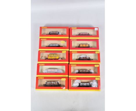 TEN BOXED HORNBY 00 SCALE WAGONS, to include a 4 plank Wagon Great Wheal Prosper, numbered R 6594, a 4 Plank Wagon 'Clee Hill
