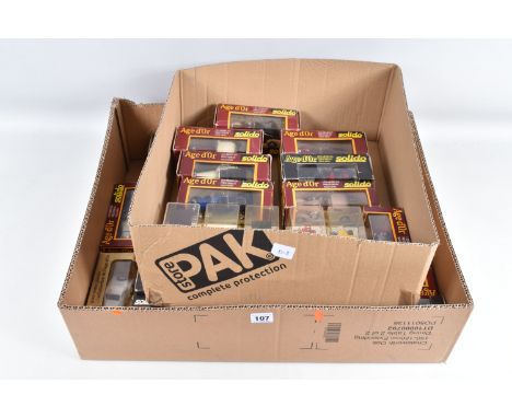 THIRTY SIX BOXED 1:43 DIECAST SCALE AGE d'OR SOLIDO MODEL VEHICLES, to include a Fourgon C4F no. 4407, a 1938 Jaguar SS100, a