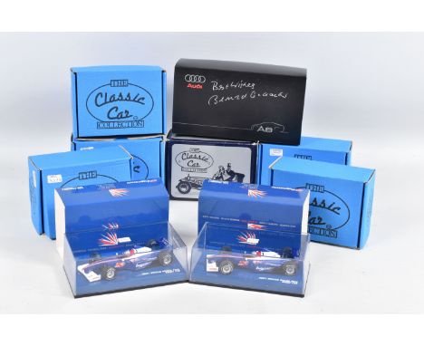 A QUANTITY OF BOXED PEWTER CAR MODELS, mainly from the Mark Models Classic Car Collection, with a boxed aluminium Audi A8 mod